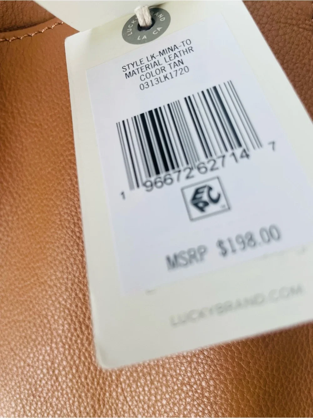 Lucky Brand Mina Leather Tote Bag with Braided Handles